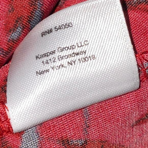 Evan Picone Black Label Red Black Floral Gathered Waist Long Sleeve Dress Sz XL - Picture 10 of 12